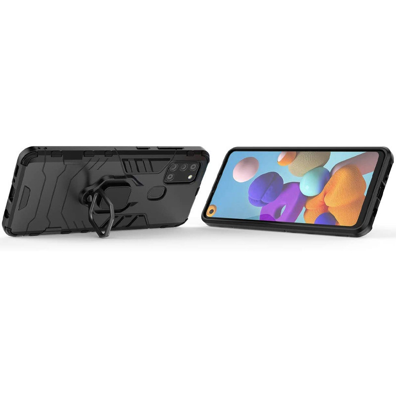 Ударостійкий чохол Transformer Ring for Magnet на Samsung Galaxy A21s (Чорний / Soul Black) в магазині vchehle.ua