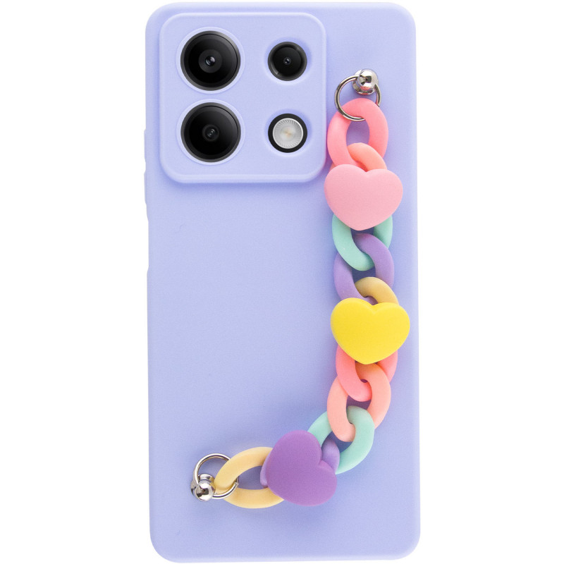 Фото Чохол Chained Heart з підвісним ланцюжком на Xiaomi Redmi Note 13 5G (Lilac Blue) на vchehle.ua