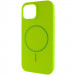 Чехол Silicone Case Full Protective (AA) NO LOGO with Magnetic Safe для Apple iPhone 13 (6.1") (Салатовый / Neon Green)