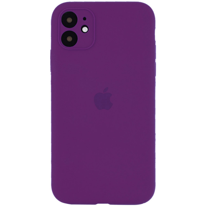 Чохол Silicone Case Full Camera Protective (AA) на Apple iPhone 12 (6.1") (Фіолетовий / Grape)