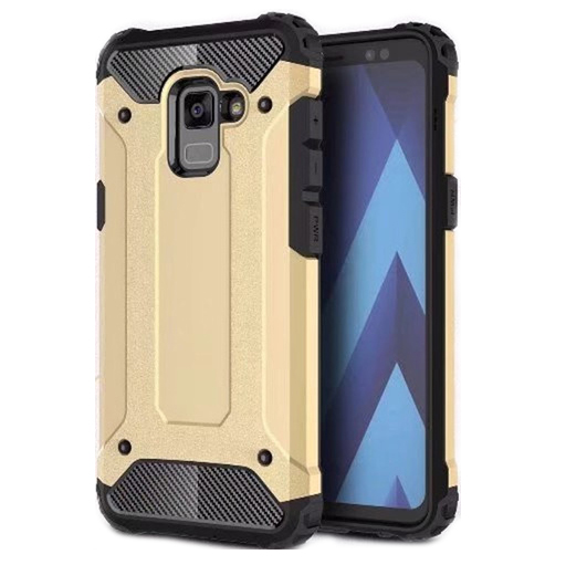 Бронированный противоударный TPU+PC чехол Immortal для Samsung A730 Galaxy A8+ (2018) (Золотой)