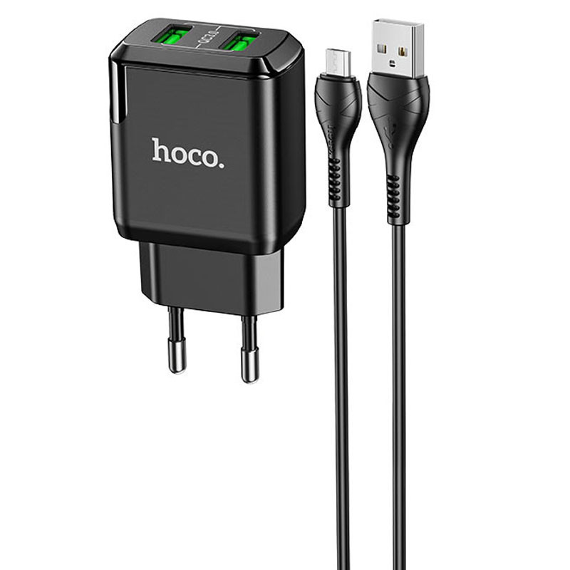 

МЗП HOCO N6 QC3.0 (2USB/3A) + USB - MicroUSB (Чорний) 1178837