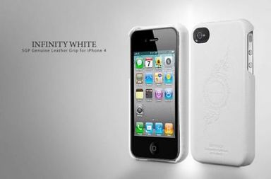 Кожаная накладка SGP (4 цвета) для iPhone 4 (белый)
