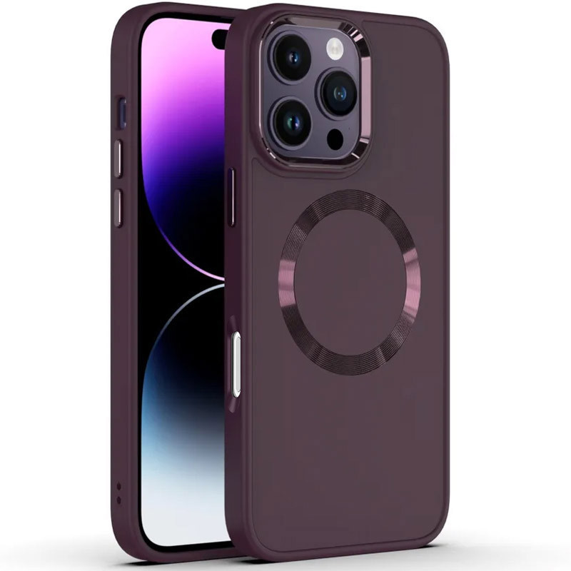 TPU чохол Bonbon Metal Style with Magnetic safe на Apple iPhone 16 Pro (6.3") (Бордовий / Plum)