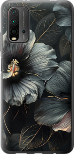 Чехол Черные цветы для Xiaomi Redmi 9T