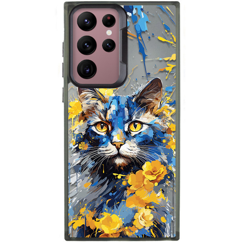 TPU+PC чохол TakiTaki Magic glow на Samsung Galaxy S23 Ultra (Cat / Black)