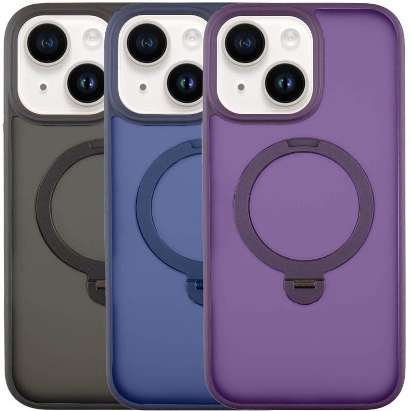 TPU+PC чехол Metal Buttons with Magnetic Safe Colorful HQ Ring для Apple iPhone 14 / 13 (6.1")