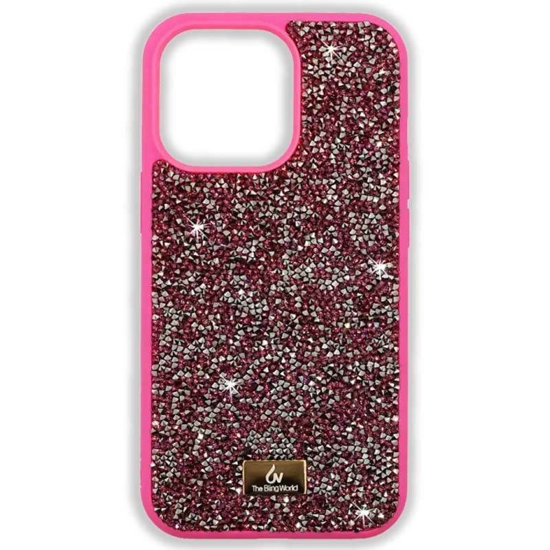 TPU чехол Bling World Rock Diamond для Apple iPhone 15 Pro Max (6.7") (Ярко-розовый )