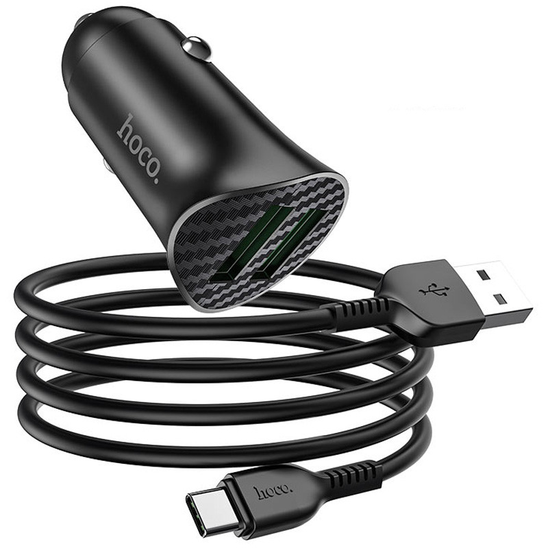 Фото Уцінка АЗП Hoco Z39 QC3.0 (2USB) + Type-C (Дефект пакування / Чорний) на vchehle.ua