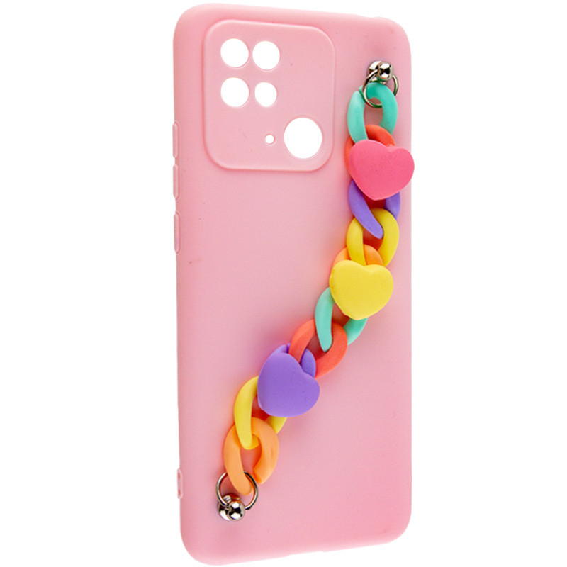 Фото Чехол Chained Heart c подвесной цепочкой для Xiaomi Redmi 10C (Pink Sand) на vchehle.ua