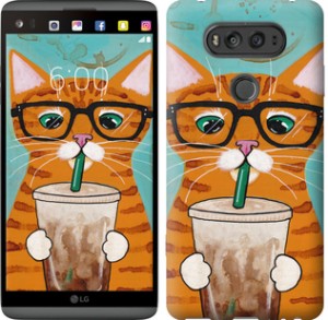 Чехол Зеленоглазый кот в очках для LG V20
