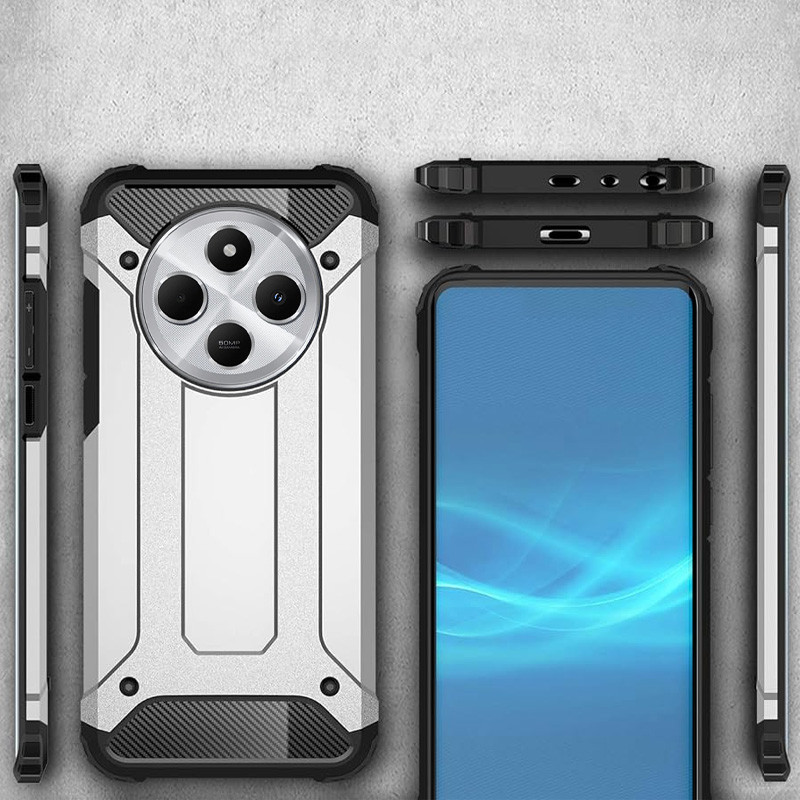 Фото Броньований протиударний TPU+PC чохол Immortal на Xiaomi Redmi 14C / Poco C75 (Срібний) на vchehle.ua