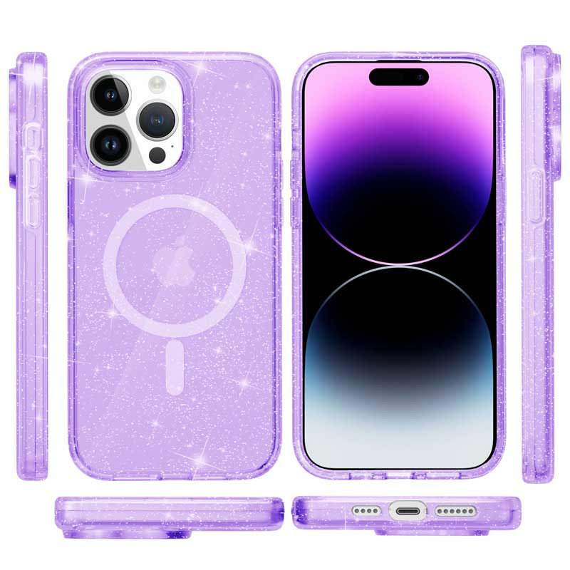 Фото Чохол TPU Galaxy Sparkle (MagFit) на Apple iPhone 14 Pro (6.1") (Purple+Glitter) на vchehle.ua