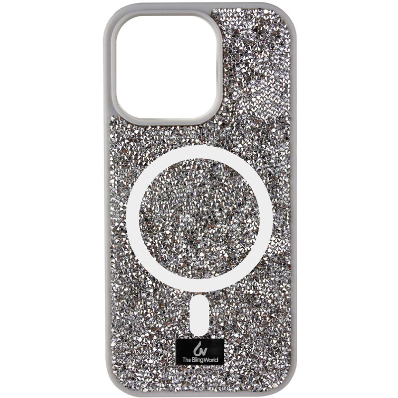 TPU чохол Bling World Rock Diamond with Magnetic Safe на Apple iPhone 16 (6.1") (Grey)