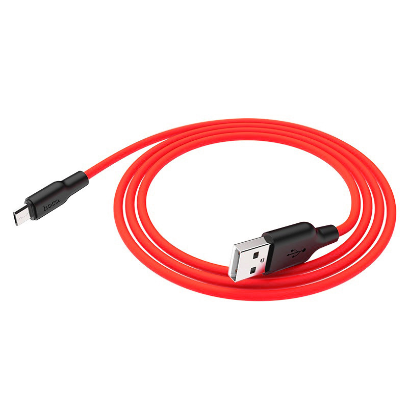 Купити Дата кабель Hoco X21 Plus Silicone MicroUSB Cable (1m) (Black / Red) на vchehle.ua