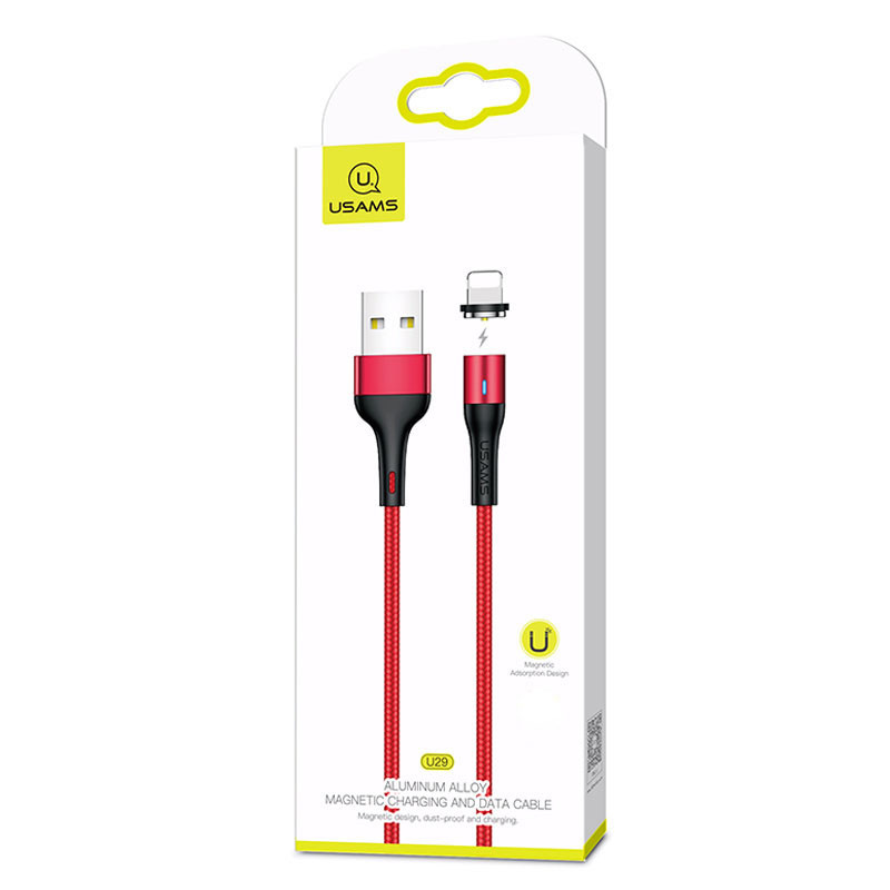Замовити Дата кабель USAMS US-SJ336 U29 Magnetic USB to Lightning (2m) (Червоний) на vchehle.ua