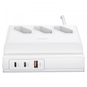 СЗУ Usams US-CC160 P1 65W Super Si Fast Charging Extension (1USB-A/2C/3Socket) (2m)