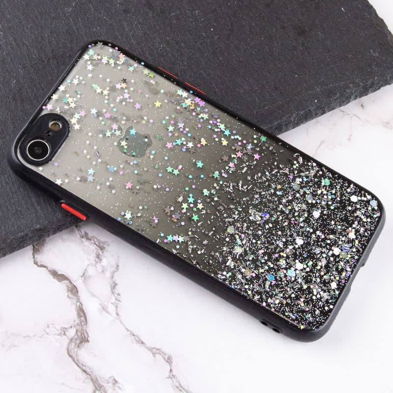 Фото TPU чохол Spangle star із захистом камери на Apple iPhone 7 / 8 / SE (2020) (4.7") (Чорний) на vchehle.ua