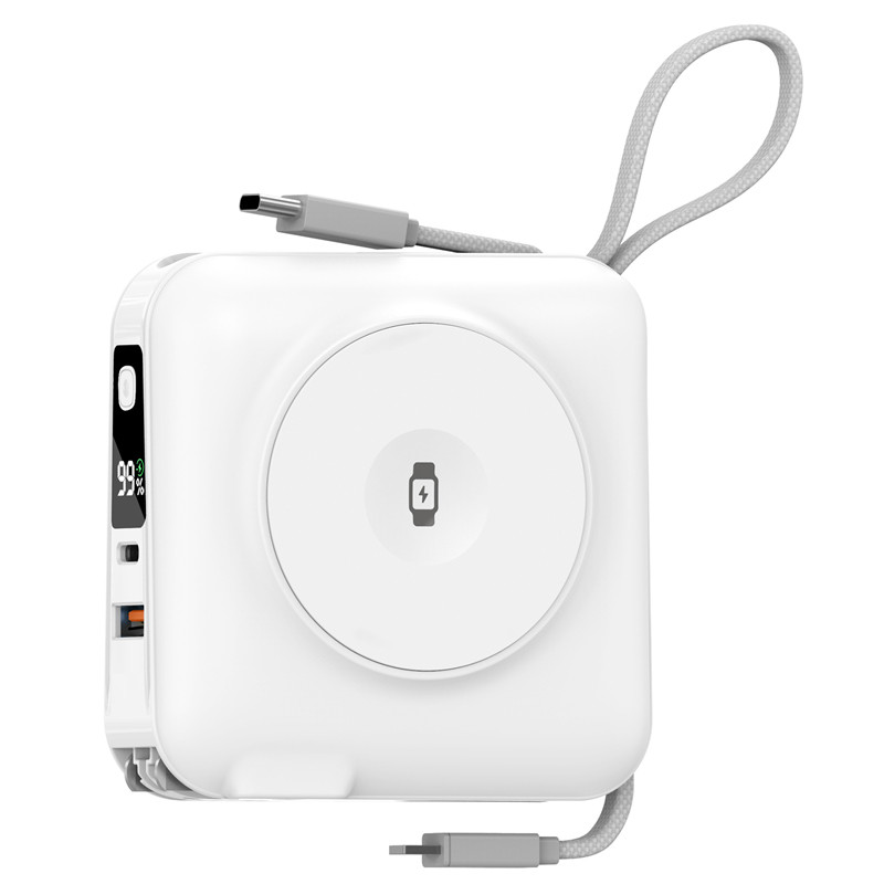 Портативний ЗП Power Bank WIWU Wi-P051 6 in 1 PD45W з БЗП+iWatch 15000 mAh (White)