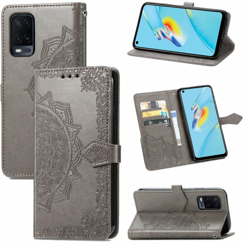 

Кожаный чехол (книжка) Art Case с визитницей для Oppo A54 4G (Серый) 1172358