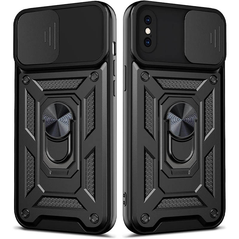 Фото Ударостійкий чохол Camshield Serge Ring на Apple iPhone X / XS (5.8") (Чорний) на vchehle.ua