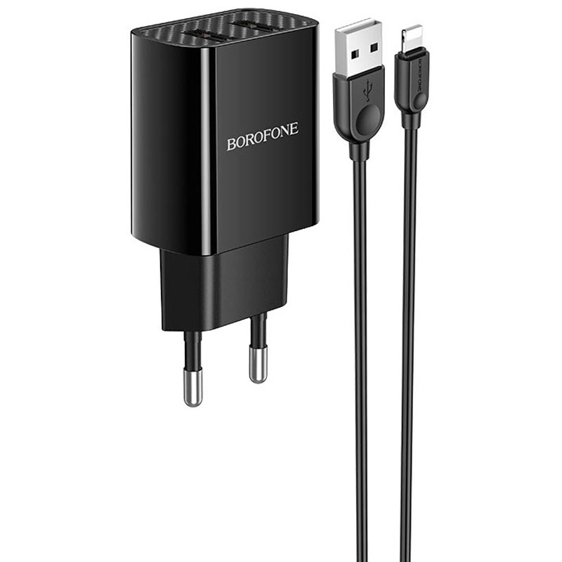 МЗП Borofone BA53A Powerway (2USB/2.1A) + Lightning (Чорний)