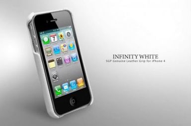 Купить Кожаная накладка SGP (4 цвета) для iPhone 4 (белый) на vchehle.ua