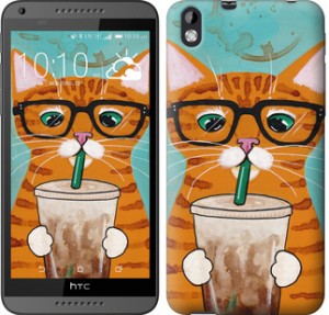 Чохол Зеленоокий кіт в окулярах на HTC Desire 816