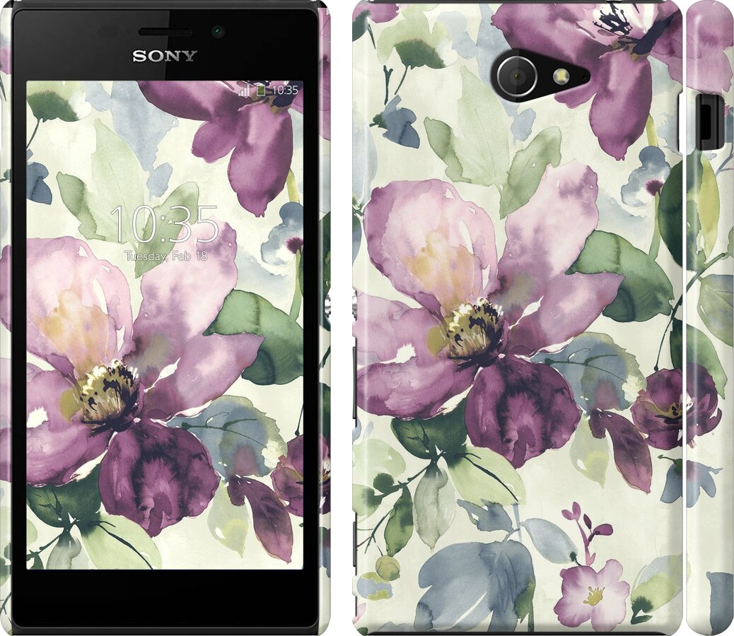 

Чехол Цветы акварелью для Sony Xperia M2 D2305 296668