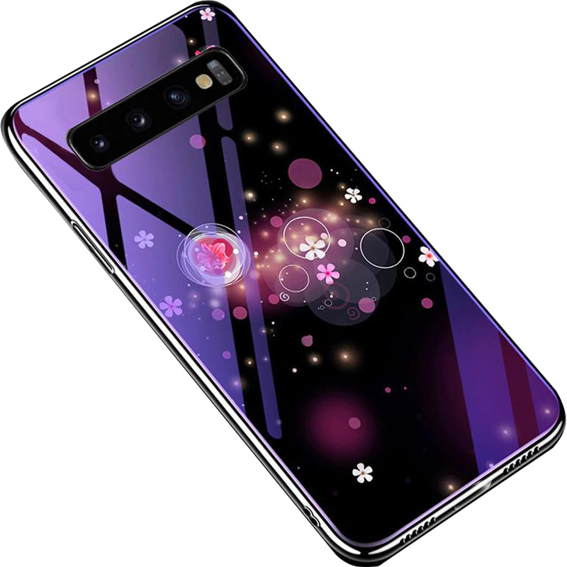 

TPU+Glass чехол Fantasy с глянцевыми торцами для Samsung Galaxy S10+ (Пузырьки и цветы) 685738