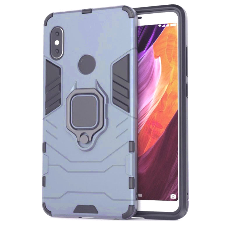 #Ударопрочный чехол Transformer Ring под магнитный держатель для Xiaomi Redmi Note 6 Pro (Серый / Metal slate)