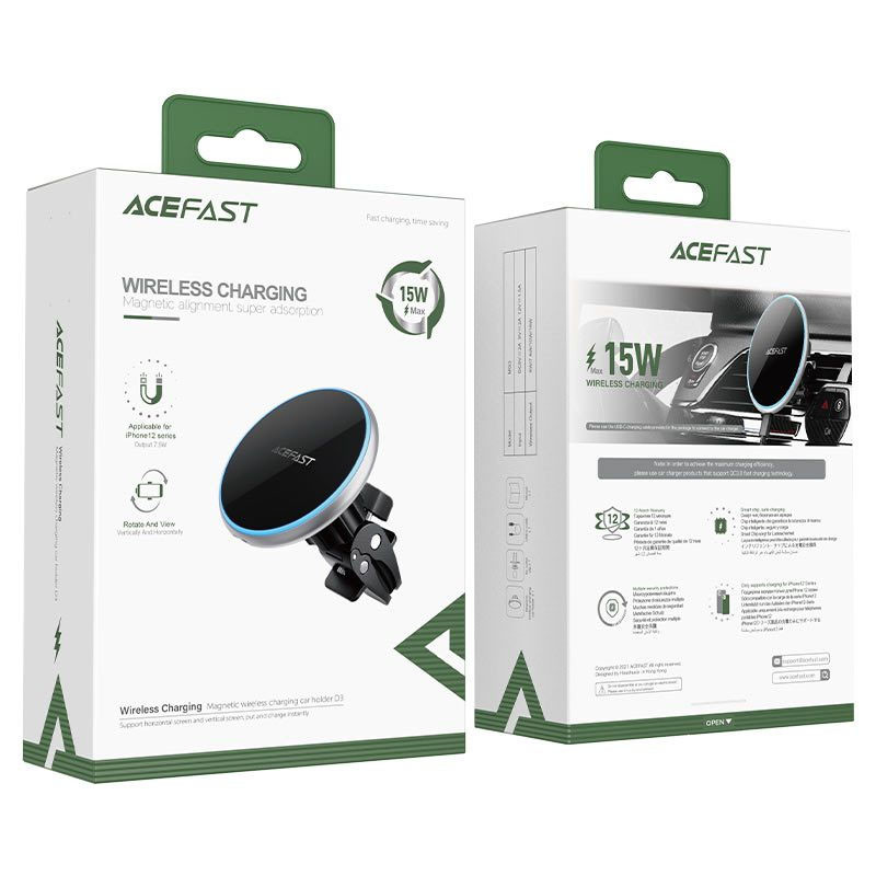Купить Автодержатель с БЗУ Acefast D3 magnetic wireless 15W (Silver) на vchehle.ua