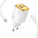 Фото СЗУ Hoco N53 Monsoon PD30W+QC3.0 (1USB-A/1C) + кабель Type-C to Lightning (White) на vchehle.ua