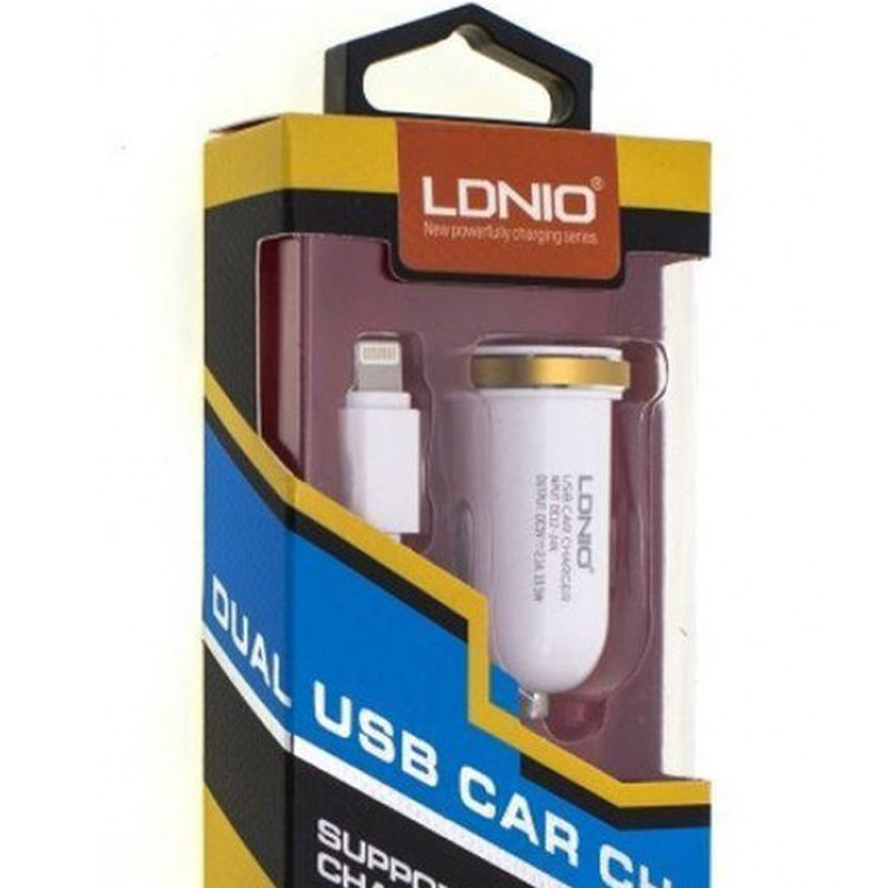 Фото АЗУ LDNIO DL-С22 Double USB 2.1A (+ кабель Lightning) (Белый) на vchehle.ua