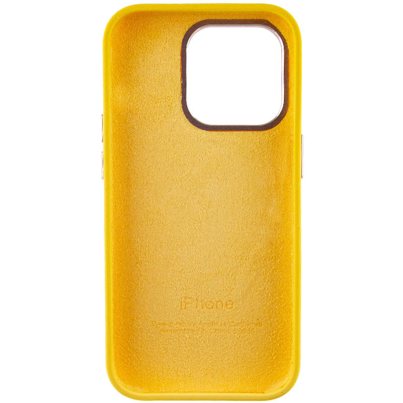 Чохол Silicone Case Metal Buttons (AA) на Apple iPhone 14 Pro (6.1") (Эстетический дефект / Жовтий / Sunglow) в магазині vchehle.ua