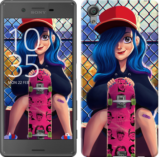 

Чехол Прикольная девочка со скейтбордом для Sony Xperia X F5122 618288