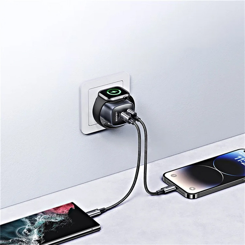 Купить СЗУ Usams US-CC293 T67 Multifunctional iWatch Charger 20W (1USB-A/1C) (Tarnish) на vchehle.ua