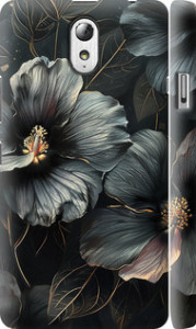 Чохол Чорні квіти на Lenovo Vibe P1m