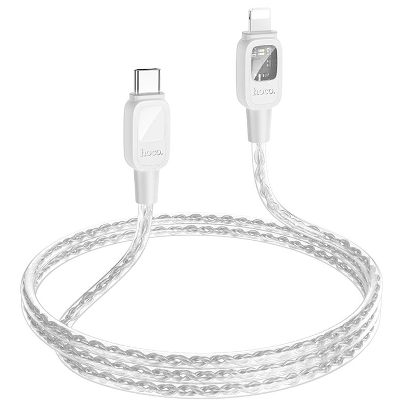 Дата кабель Hoco U124 Stone silicone Power-off Type-C to Lightning (1.2m) (Gray) в магазині vchehle.ua