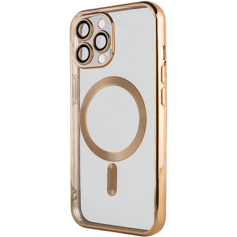 Фото TPU чохол Fibra Chrome with Magnetic safe на Apple iPhone 15 Pro (6.1") (Gold) на vchehle.ua