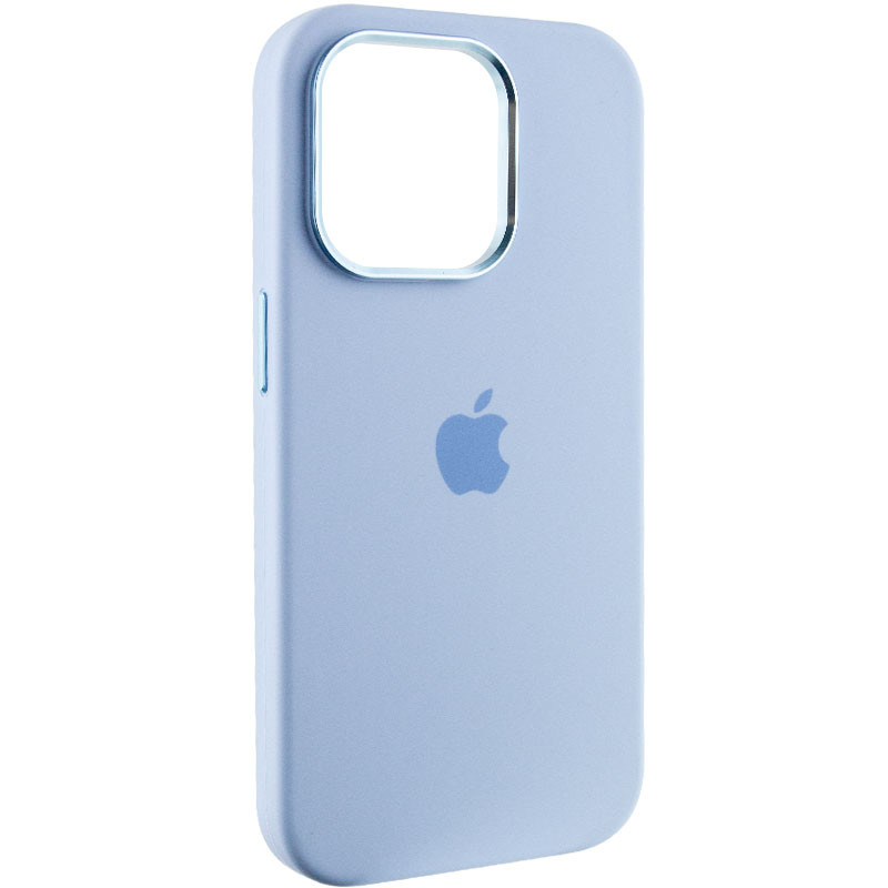 Чехол Silicone Case Metal Buttons (AA) для Apple iPhone 14 Pro (6.1") (Голубой / Blue Fog)