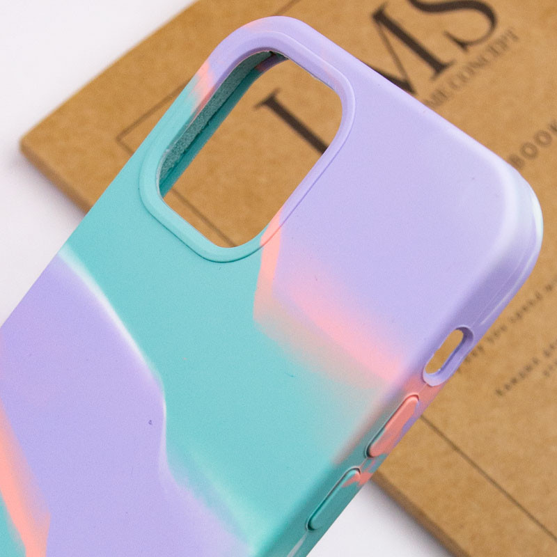 Купити Чохол Silicone case full Aquarelle на Apple iPhone 12 Pro / 12 (6.1") (Бирюзово-сиреневый) на vchehle.ua