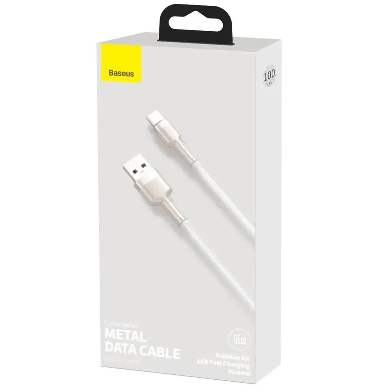 Купить Дата кабель Baseus Cafule Metal Data USB to Type-C 66W (1m) (CAKF00010) (White) на vchehle.ua
