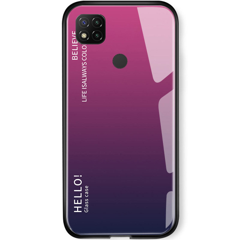 TPU+Glass чехол Gradient HELLO для Xiaomi Redmi 9C (Малиновый)
