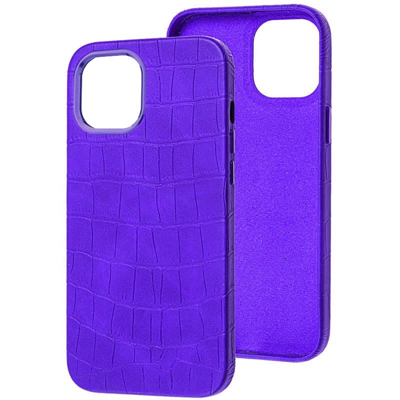 Шкіряний чохол Croco Leather на Apple iPhone 14 Plus (6.7") (Purple)