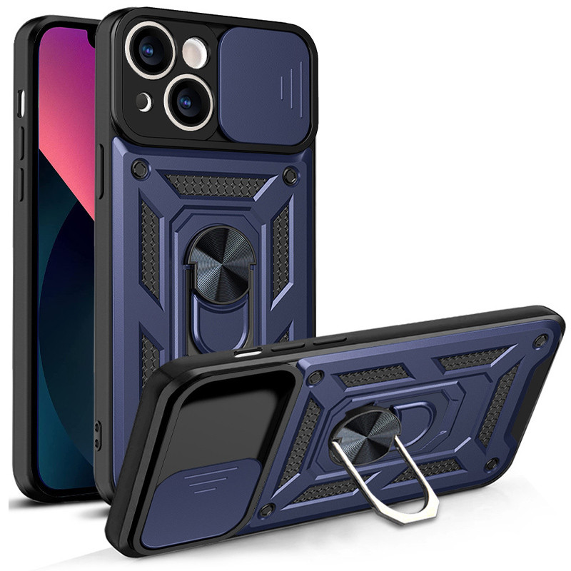 Ударопрочный чехол Camshield Serge Ring для Apple iPhone 13 (6.1") (Синий)