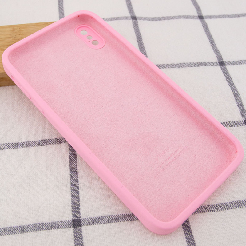 Фото Чехол Silicone Case Square Full Camera Protective (AA) для Apple iPhone XS / X (5.8") (Розовый / Light pink) в магазине vchehle.ua