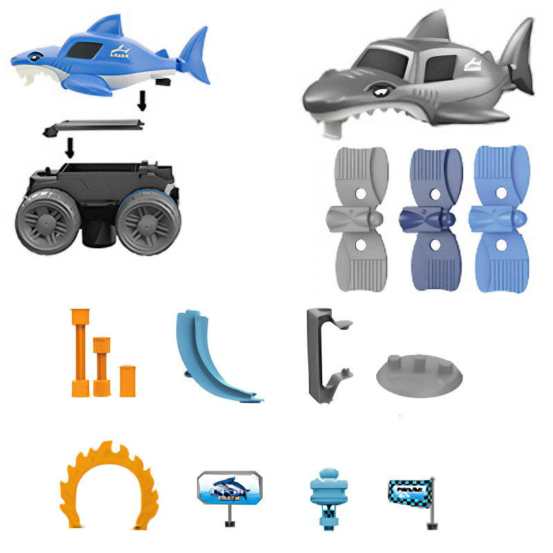 Фото Интерактивный трек с инерционной машинкой SHT 5510-9 Deluxe Edition Shark Trak (138pcs/1CAR) (Blue) на vchehle.ua