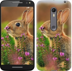 Чехол Кролик и цветы для Motorola Moto X Style
