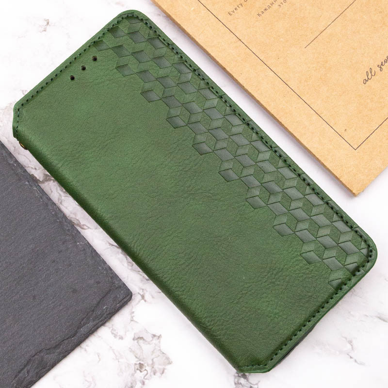 Шкіряний чохол-книжка GETMAN Cubic (PU) на Xiaomi Redmi Note 13 Pro 4G / Poco M6 Pro 4G (Зелений) в магазині vchehle.ua